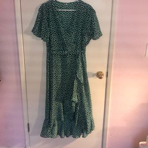 Green Floral Wrap Dress